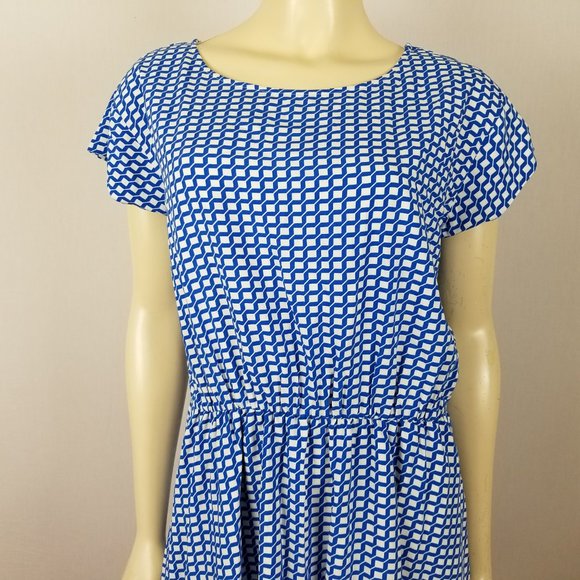 GAP blue white elastic waist dress sz‎ M - Picture 4 of 8
